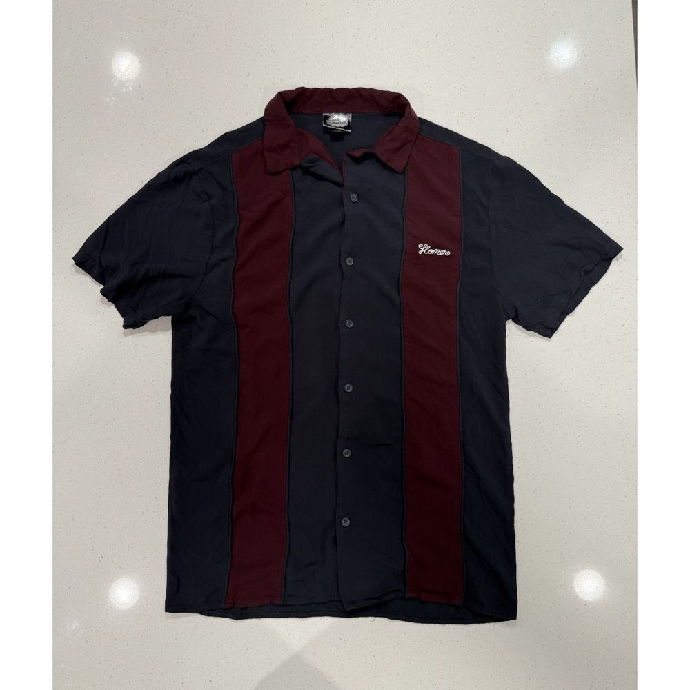 The Simpsons Homer Simpson Bowling Button Up Shirt Size Small‎
